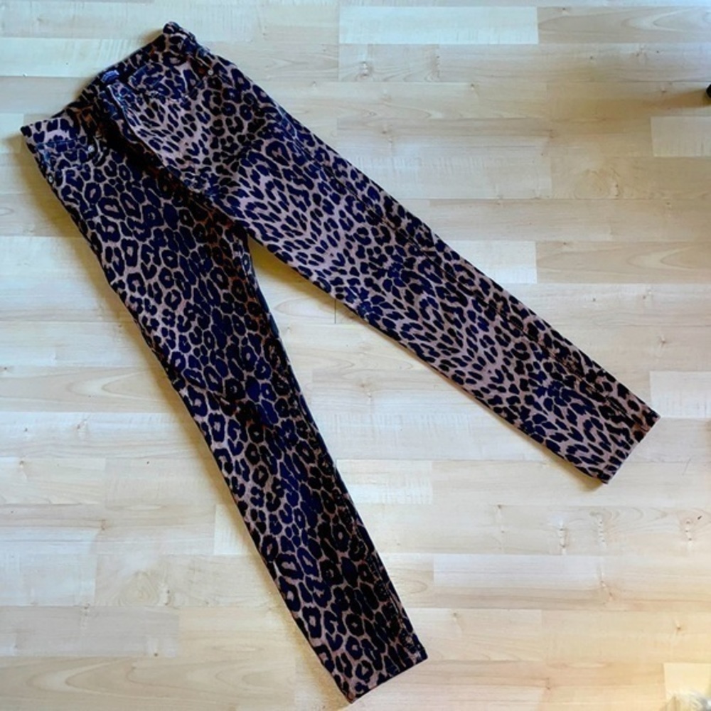 Zara leopard print jeans size 6 gently preloved - Picture 2 of 10